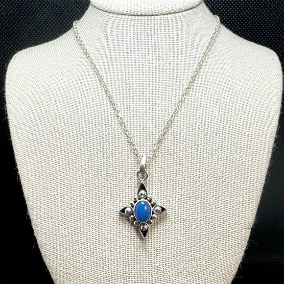 VTG Sterling Silver 925 Blue Howlite 18-20" Adjustable Length Chain - Picture 1 of 11
